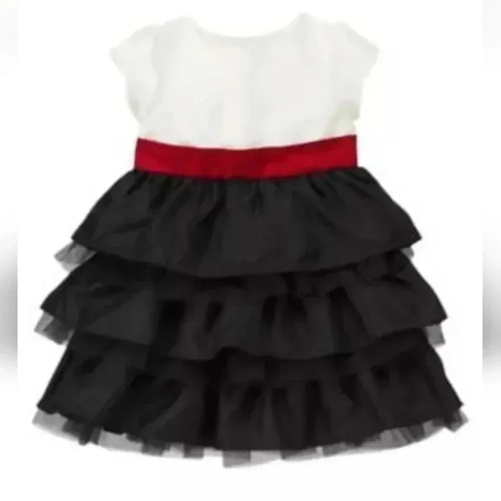 Gymboree Merry Occasions Ivory Black Tiered Ruffle Holiday Party Portraits 3T